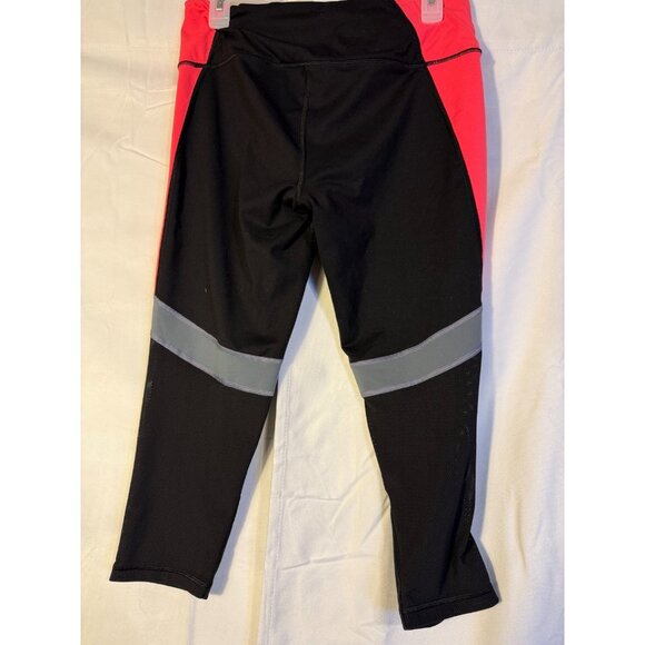Victoria's Secret Womens Large L Cropped Workout Leggings Pants Black Orange - Picture 2 of 2